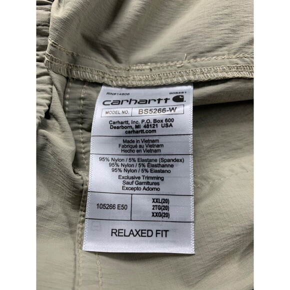 Carhartt Force Shorts Women's XXL (20) Tan Relaxed Fit Ripstop 5-Pocket Work NWT - Picture 9 of 12
